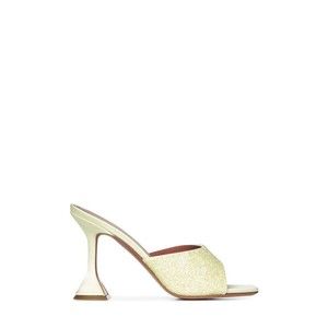 Amina Muaddi Yellow Satin Sandals With Hourglass Heel - NWT